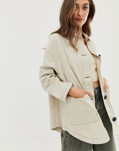Куртка с контрастными строчками ASOS DESIGN - Светло-бежевый