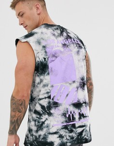Футболка без рукавов с принтом тай-дай и принтом с названием города на спине ASOS DESIGN - Мульти