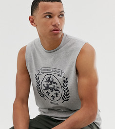 Футболка с оксфордским принтом и свободными рукавами ASOS DESIGN Tall - Серый