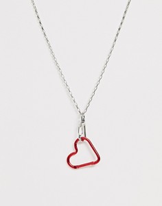 Серебристое ожерелье с подвеской-сердечком и тонкой цепочкой ASOS DESIGN - Серебряный