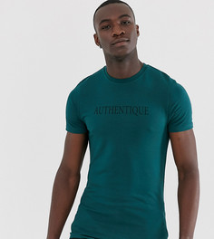 Облегающая футболка с принтом Authentique на груди ASOS DESIGN Tall - Зеленый