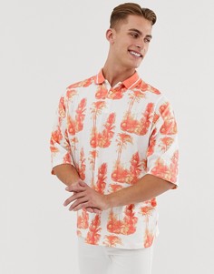 Свободное поло с принтом сафари ASOS DESIGN - Белый