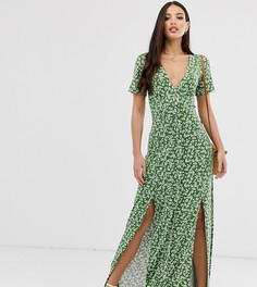Чайное платье макси на пуговицах с цветочным принтом ASOS DESIGN Tall - Зеленый
