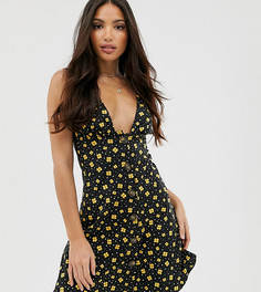 Летнее платье на пуговицах с принтом ASOS DESIGN Tall - Зеленый