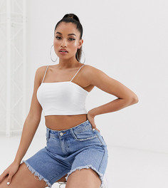 Белый кроп-топ бандо на тонких бретелях ASOS DESIGN Petite - Белый