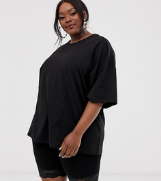 Черная oversize-футболка с отделочными швами ASOS DESIGN Curve - Черный