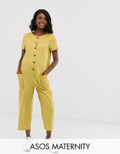 Комбинезон на пуговицах с короткими рукавами ASOS DESIGN Maternity - Зеленый