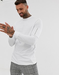 Белый лонгслив с карманом на молнии на рукаве ASOS DESIGN - Белый