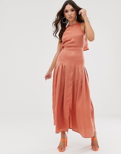 Плиссированное платье макси ASOS DESIGN - Оранжевый