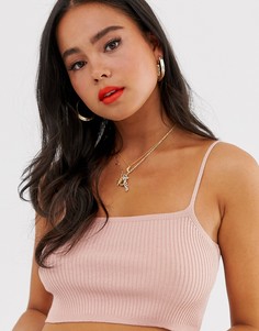 Трикотажный кроп-топ в рубчик ASOS DESIGN - Розовый