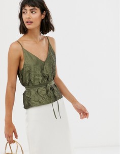 Фактурный топ на бретельках ASOS White - Зеленый