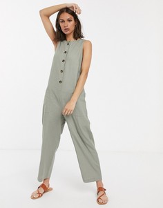 Комбинезон без рукавов на пуговицах ASOS DESIGN - Зеленый