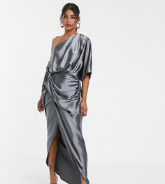 Атласное асимметричное платье макси ASOS EDITION Tall - Зеленый