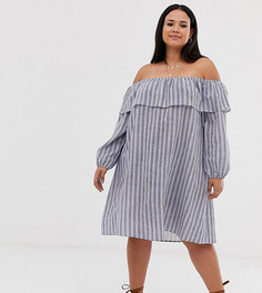 Платье в полоску с открытыми плечами Glamorous Curve - Синий