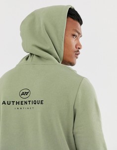 Худи цвета хаки с аутентичным принтом ASOS DESIGN - Зеленый