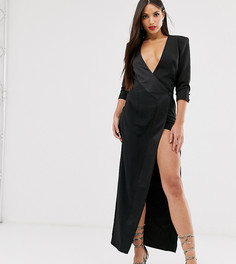 Креповое платье макси в стиле смокинга ASOS DESIGN Tall - Черный