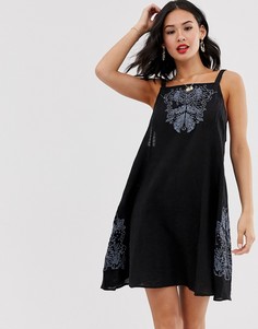 Платье-комбинация с отделкой Free People - Черный