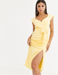 Платье миди со сборками и поясом Talulah - Желтый