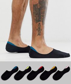 Набор из 5 пар черных низких носков с цветными элементами ASOS DESIGN - Черный