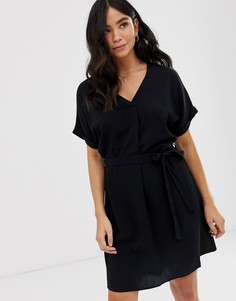 Черное платье-туника с поясом New Look - Черный