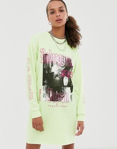 Платье-свитшот с принтом и узлом на спине ASOS DESIGN - Мульти