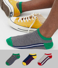 Набор из 3 пар спортивных носков с полосками ASOS DESIGN - Мульти