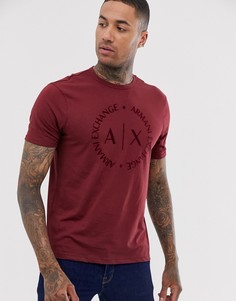 Бордовая футболка с логотипом Armani Exchange - Красный