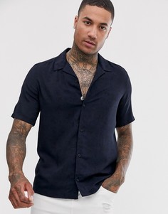 Темно-синяя рубашка с короткими рукавами и принтом пейсли Armani Exchange - Темно-синий