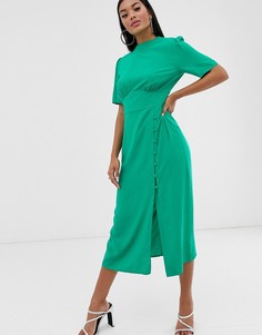 Чайное платье миди с пуговицами ASOS DESIGN - Зеленый