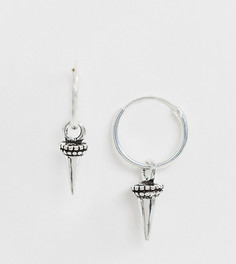 Серебряные серьги-кольца с подвеской-шипом ASOS DESIGN - Серебряный