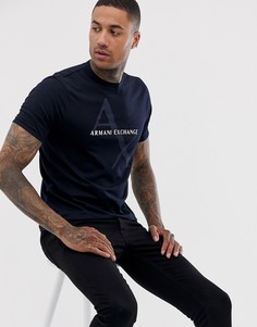 Темно-синяя футболка классического кроя с логотипом AX Armani Exchange - Темно-синий