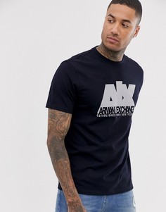 Темно-синяя свободная футболка с логотипом Armani Exchange AX - Темно-синий