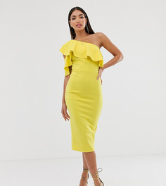 Платье миди на одно плечо и с оборками ASOS DESIGN Tall - Зеленый
