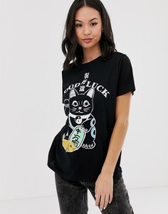 Черная футболка с принтом ASOS DESIGN - Черный