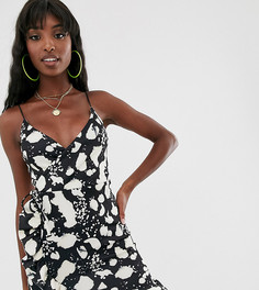 Платье мини с запахом, принтом и оборками ASOS DESIGN Tall - Мульти