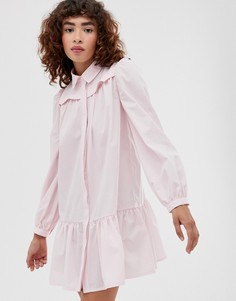 Платье-рубашка мини в стиле вестерн с баской ASOS DESIGN - Розовый