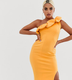Облегающее платье миди на одно плечо ASOS DESIGN Petite - Оранжевый