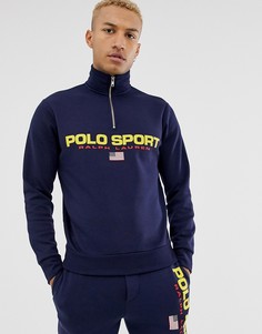 Темно-синий спортивный свитшот в стиле ретро с логотипом и короткой молнией Polo Ralph Lauren capsule