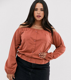 Топ с широким вырезом и карманами в стиле милитари ASOS DESIGN Curve - Фиолетовый