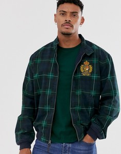 Куртка харрингтон в клетку тартан темно-синего/зеленого цвета с нашивкой в виде логотипа-эмблемы Polo Ralph Lauren - Темно-синий