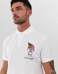 Поло из пике белого цвета классического кроя с вышитым медведем Polo Ralph Lauren - Белый