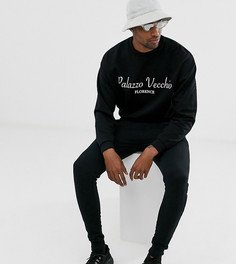 Черный спортивный костюм в стиле oversize с принтом на груди ASOS DESIGN Tall - Черный