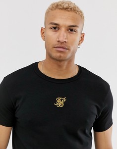 Черная футболка с золотистым логотипом SikSilk - Черный