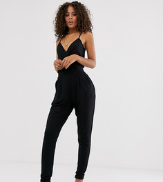 Комбинезон с запахом и складками на брюках ASOS DESIGN Tall - Черный