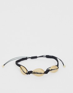 Плетеный браслет с золотистыми ракушками DesignB - Золотой