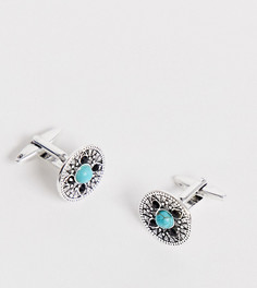 Запонки с синими камнями DesignB - Серебряный