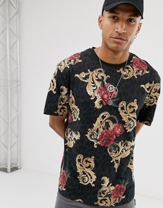 Черная футболка-oversize с принтом цепочки SikSilk x Dani Alves - Черный