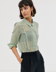 Прозрачная рубашка с принтом Selected Femme - Зеленый
