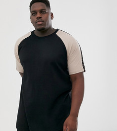 Черная футболка с контрастными рукавами реглан River Island Big & Tall - Черный