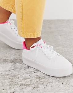 Кроссовки на платформе с неоново-розовой и белой отделкой Truffle Collection - Белый